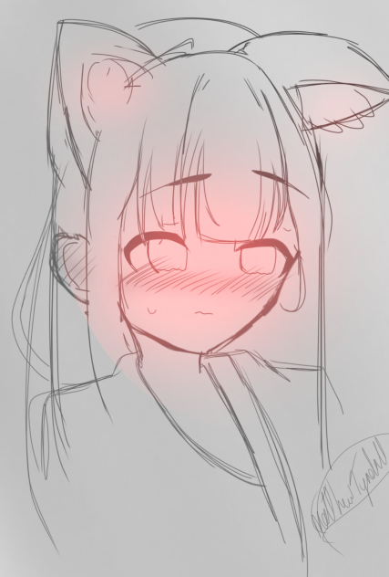 The cat blushing