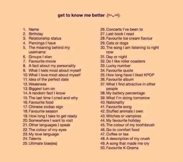 Get to know me better