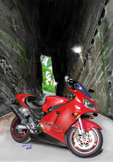 彼のオートバイ