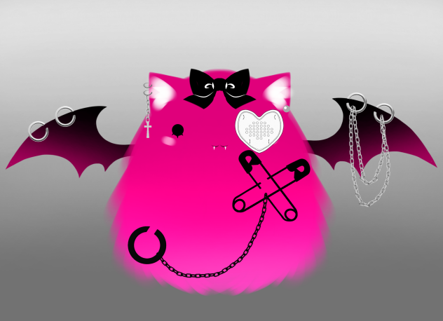 Aesthetic Punk Floofle (pink)🧷🎀🖤