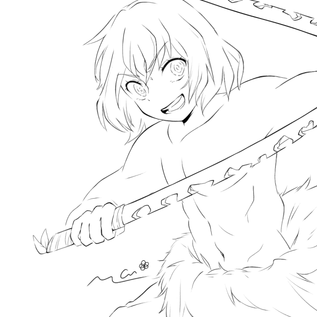 鬼滅の刃 伊之助 線画