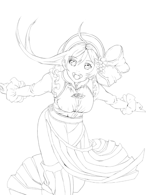 少女 練習 線画