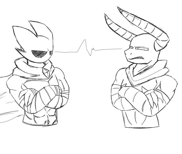 Stare off meme fanart sketch 🐜😠🦖