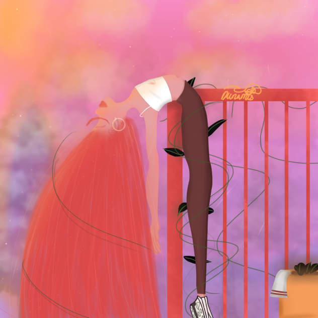 Illustration; ‘In the natural sunset’.