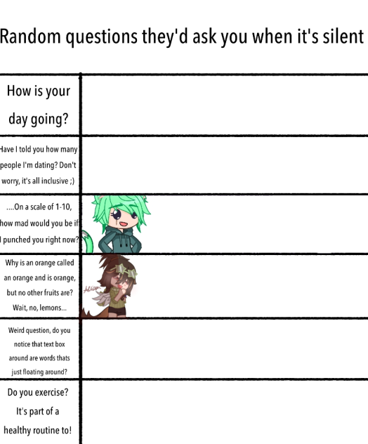 Random questions they’d ask you…✨