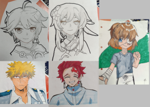 des dessins que je fais sur papier