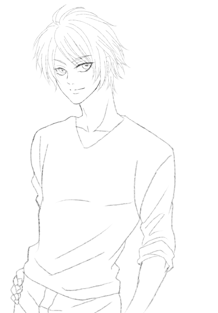 金髪碧眼男子　線画