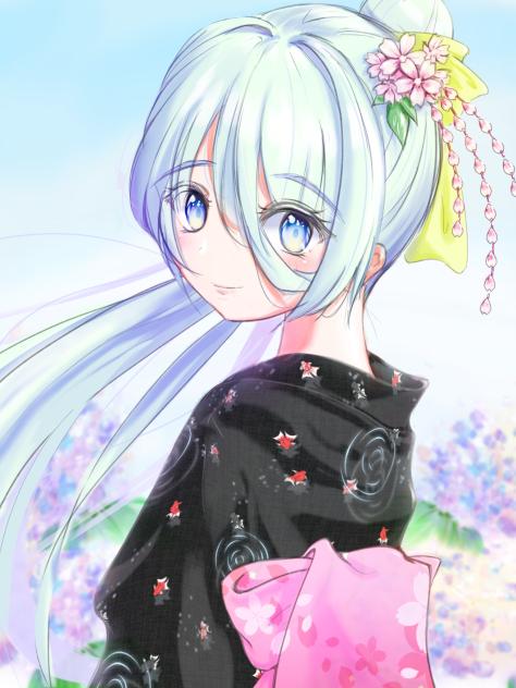 金魚と紫陽花