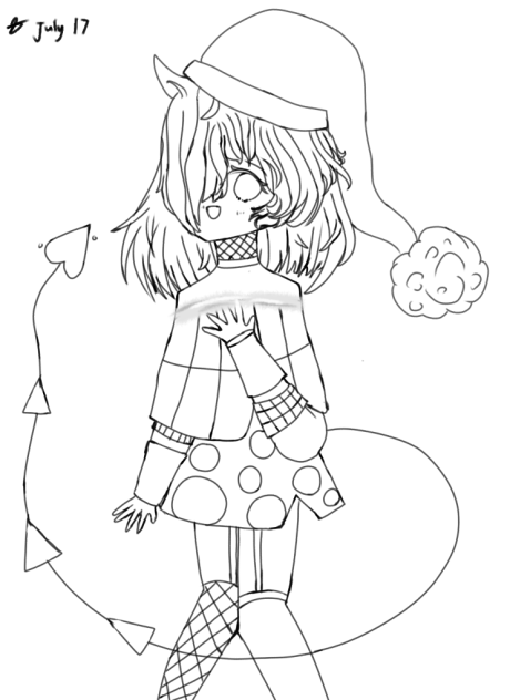 Christmas devil demon girl lineart