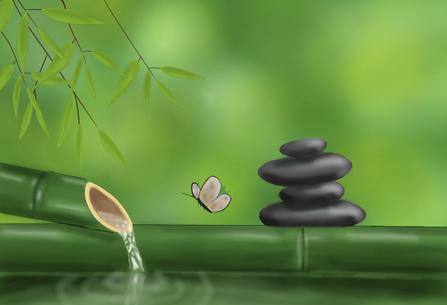 bamboo🎍 water💧fountain ⛲
