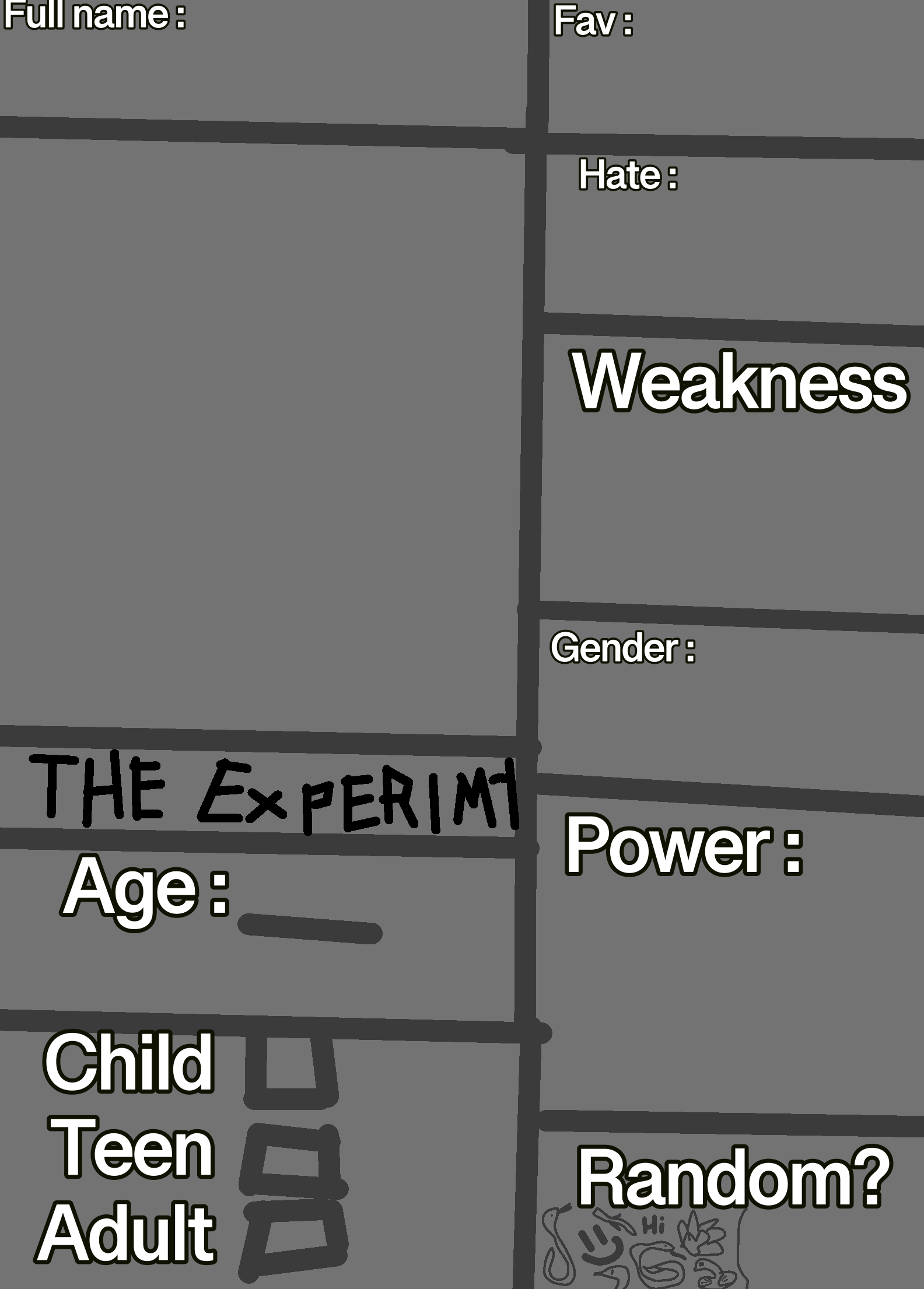 The Experiments Character sheet. - ibisPaint