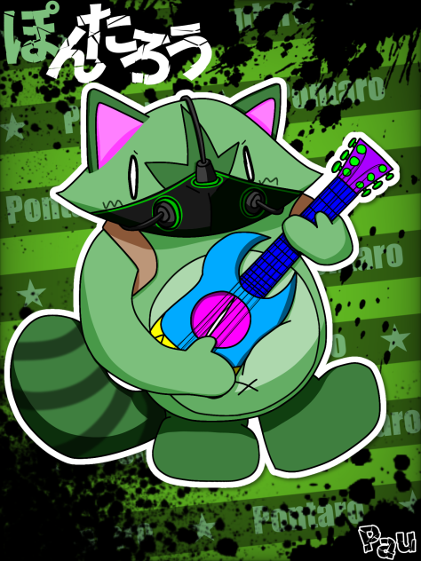 エレキギターをひくぽんたろう