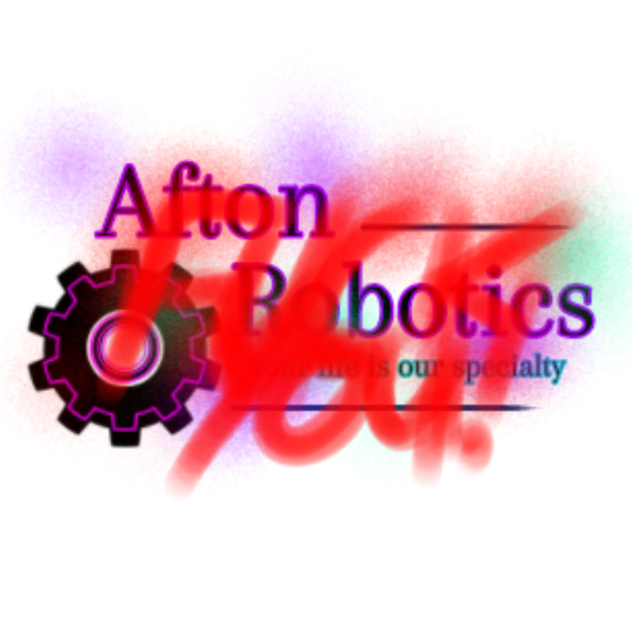 Afton Robotics logo (graffitied over)