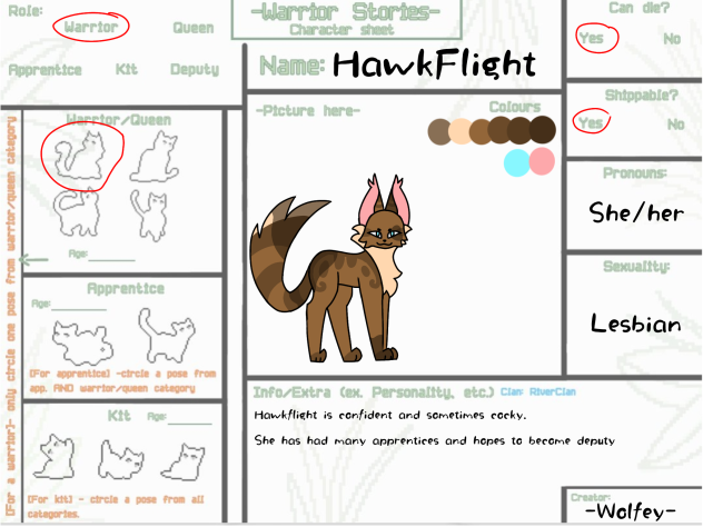 Hawkflight ref sheet
