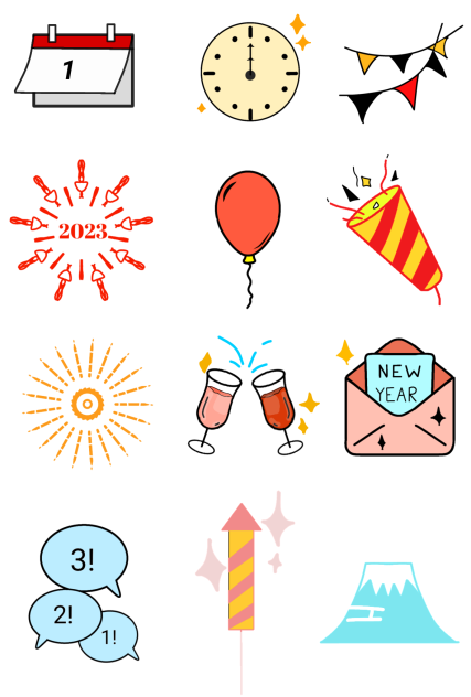 New year icons (coloured)