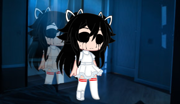 The blank eyed girl with the white dress