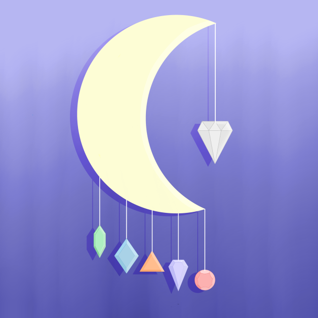 Moon with gems