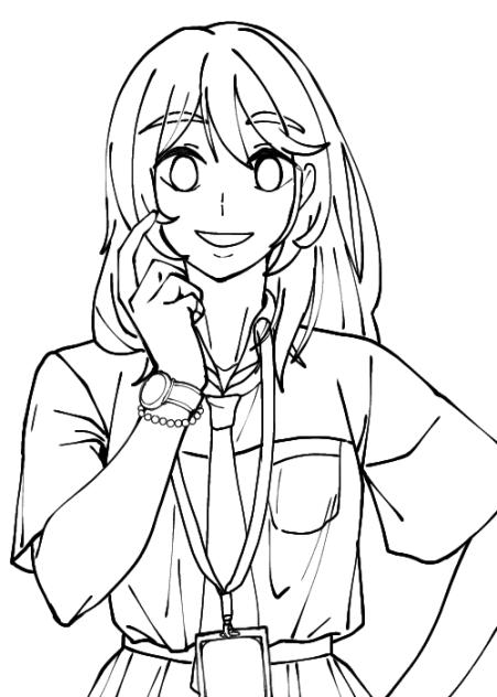 Nita during school days(Lineart)