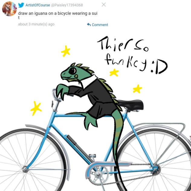 iguana on a bicycle