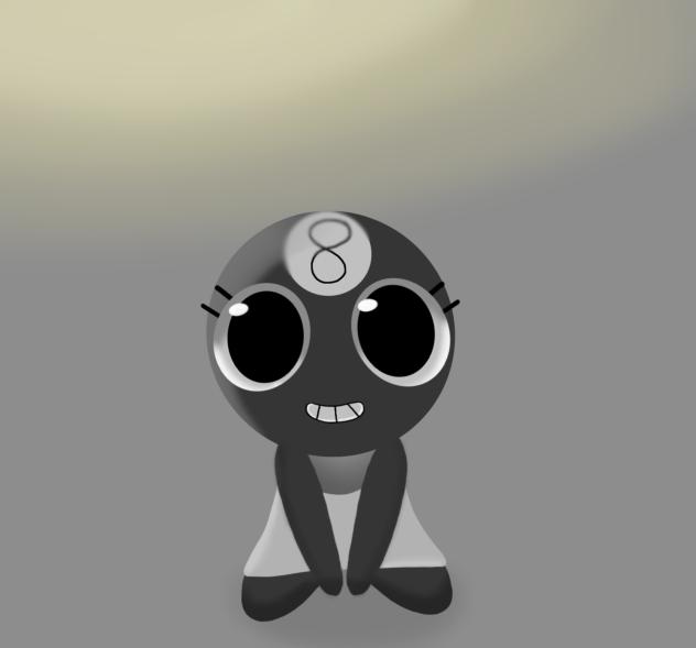 Toodles sitting with a yellow highlight