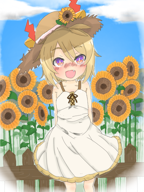 ひまわり畑とシユウちゃん