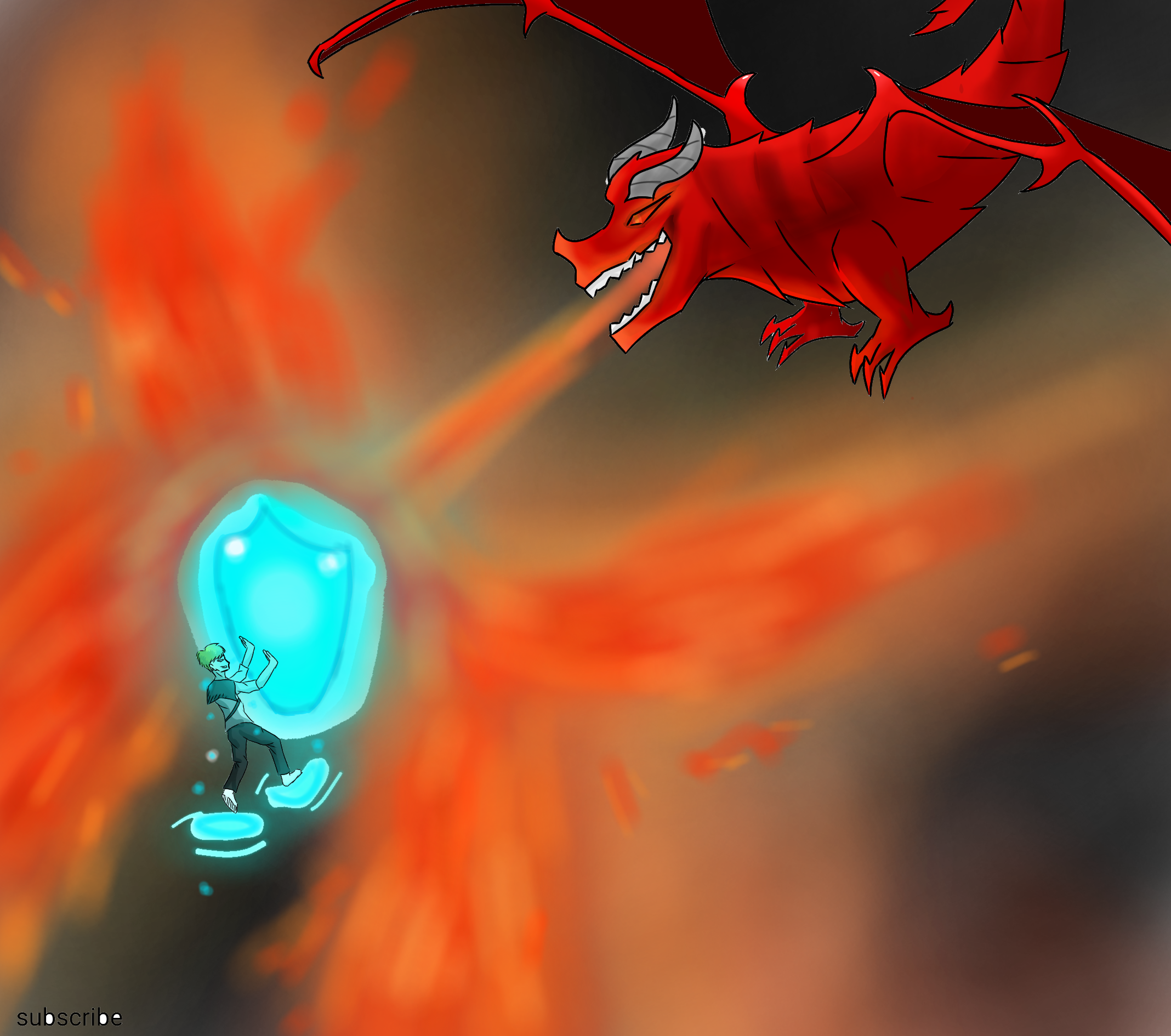 humans fight with dragons - ibisPaint