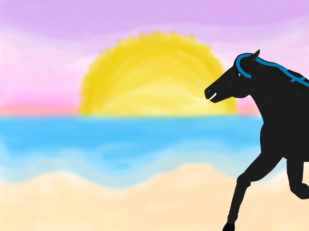 Wild horse on beach - ibisPaint