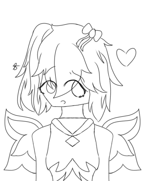 Cute Girl with 1 Ponytail Lineart