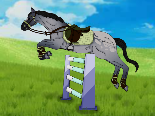 A realistic horse jumping