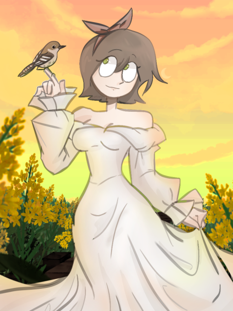 a gril with bird