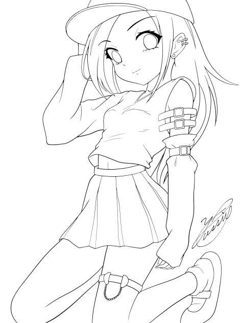 Cheerful girl（線画）