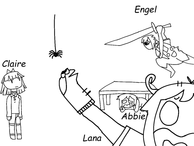 The squad and a spider