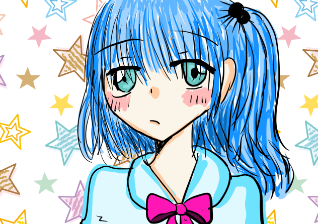 青髪女の子
