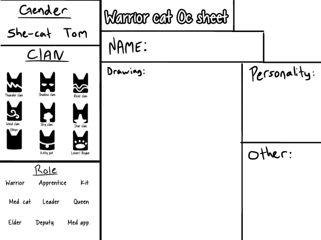 Warrior cat Oc sheet