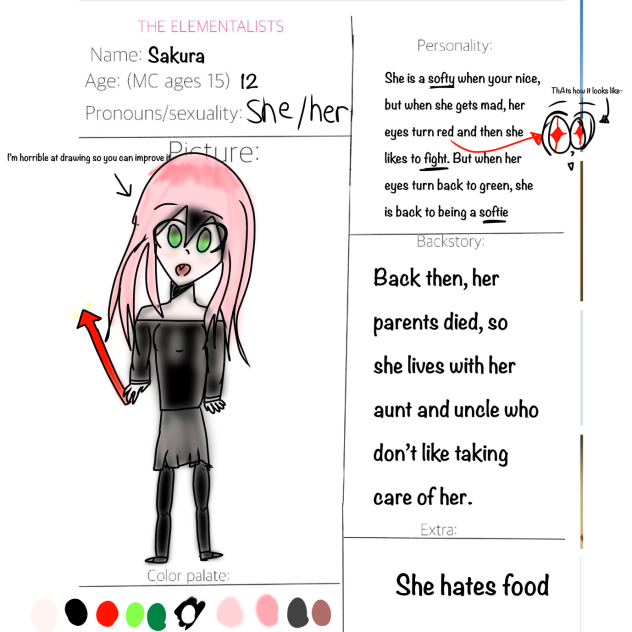 Character Sheet for The Elementalists