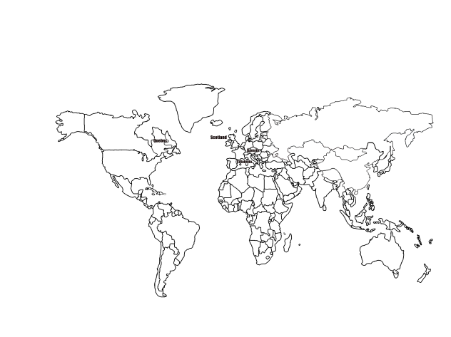 Countries TMES and New Draw Map
