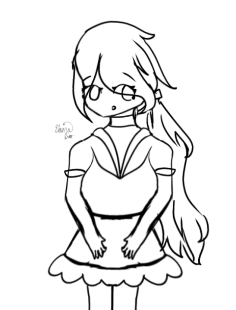 A Girl eith Silky Hair Sketch