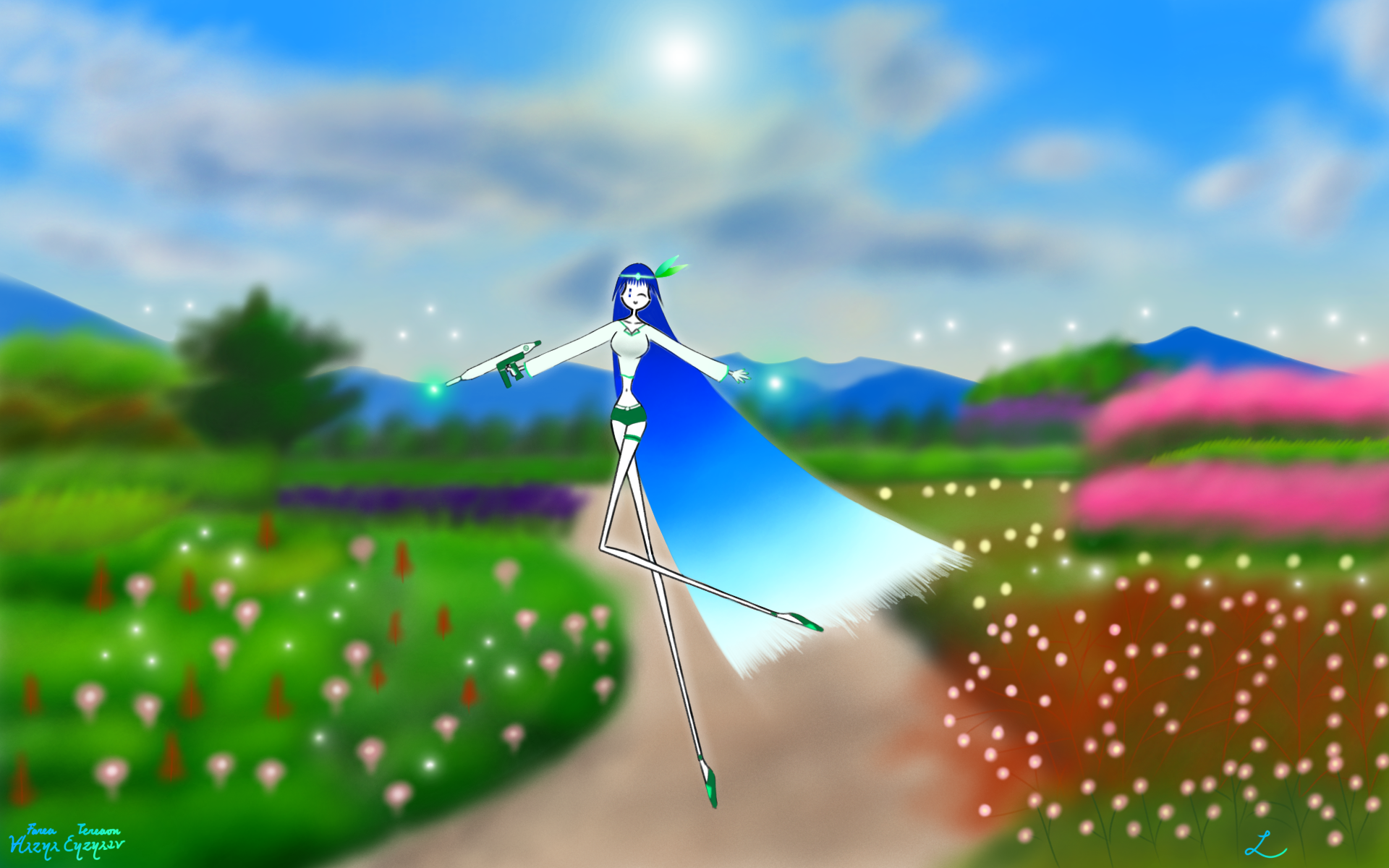 Flowery Path in Autumn (c)(a) - ibisPaint