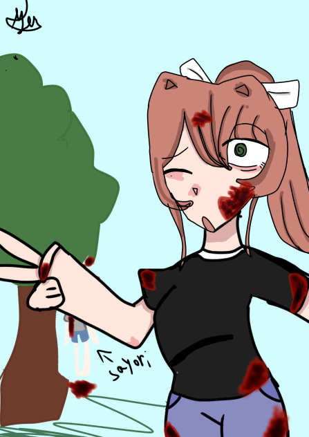 MONICA AND SAYORI HANGING WITH BLOOD
