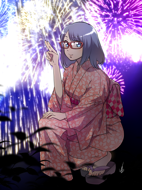 メガネ美少女と花火大会
