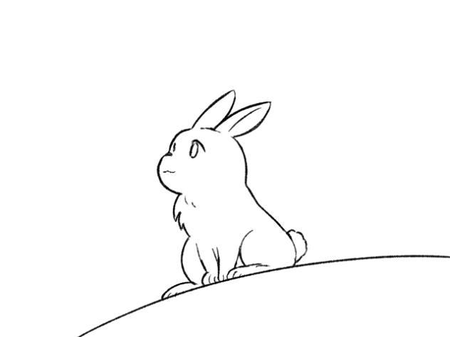 地球を見るうさぎ