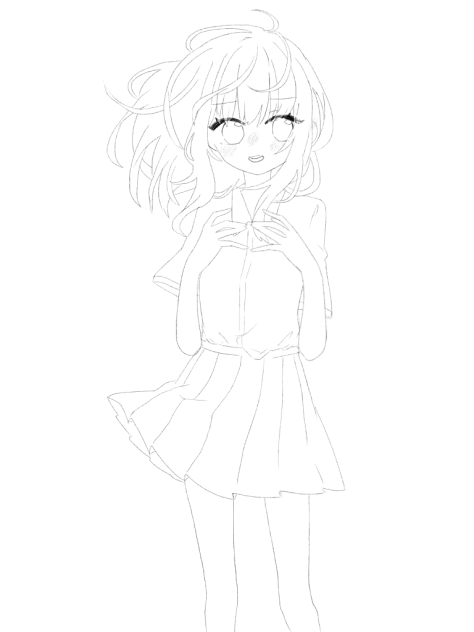 【線画】女の子