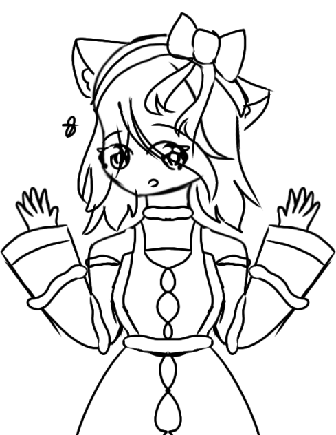A Wolf girl in a Dress Sketch