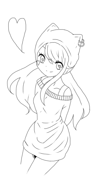ネコミミ少女[線画]