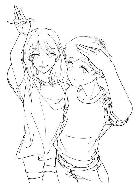 Me & @itsquin17 Selfie 4(Lineart)