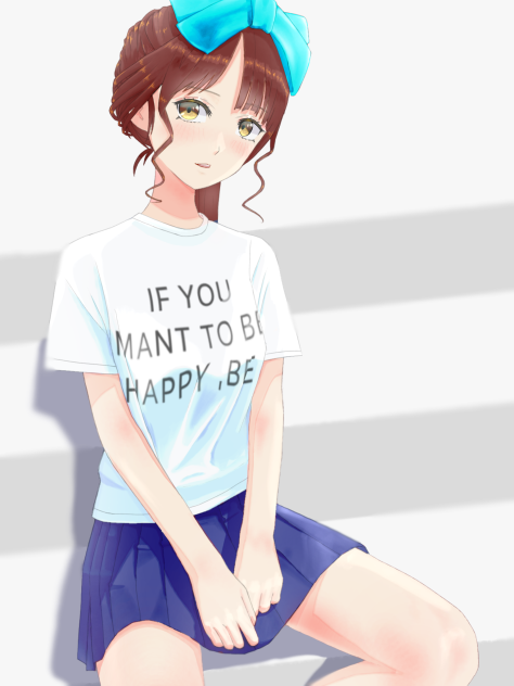 初夏の白Tの女子高生