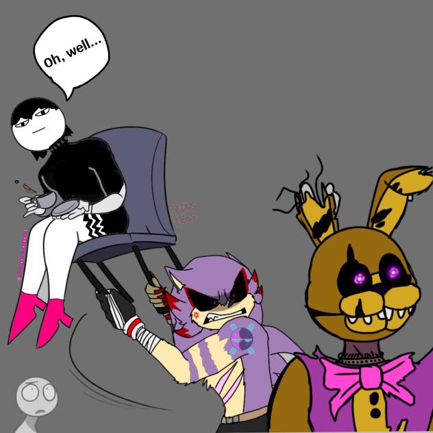 Angry guy with chair collab - ibisPaint