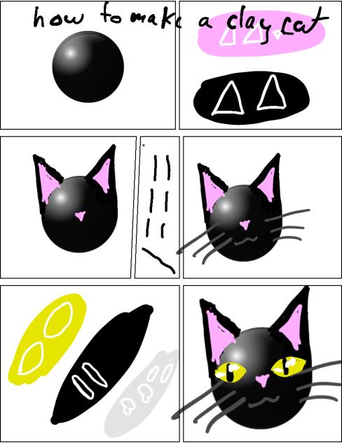 How 2 make a black cat out of clay