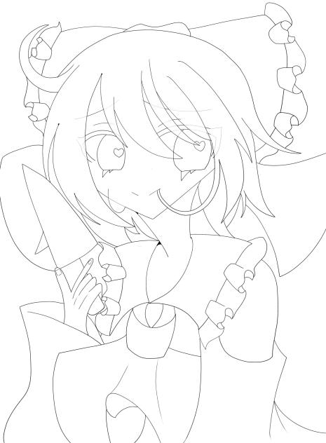 ヤンデレ霊夢　線画‼︎