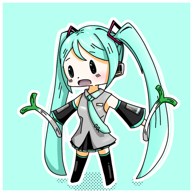 ネギを振るたびに髪の毛も上がるミクちゃん - ibisPaint